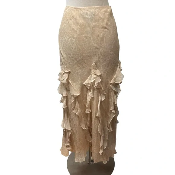 Lauren Ralph Lauren Silk Paisley Ruffled Maxi Skirt M - Picture 7 of 11